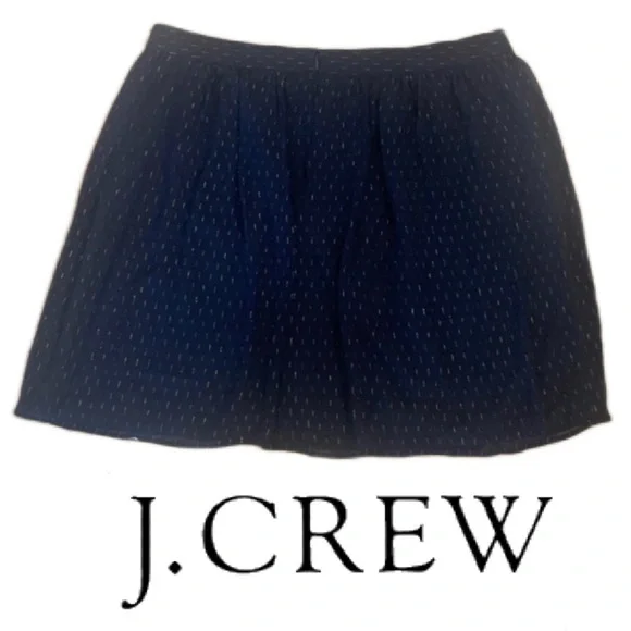 J. Crew ~ Navy & Gold Thread Lined Knee Length Skirt Size 20 - Picture 2 of 8